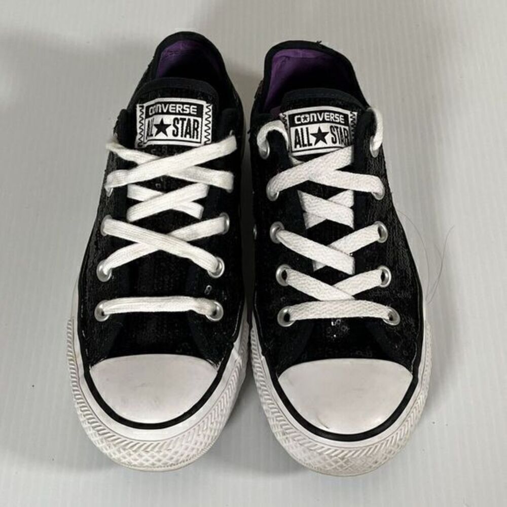 Converse All Star Low White & Black Sequin Unisex Sneakers US Men's 4/ Women 6